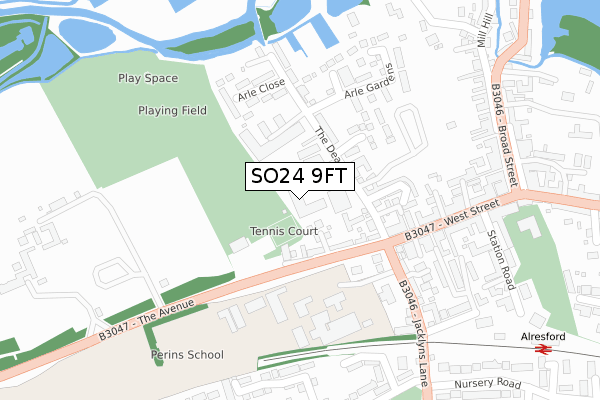 SO24 9FT map - large scale - OS Open Zoomstack (Ordnance Survey)