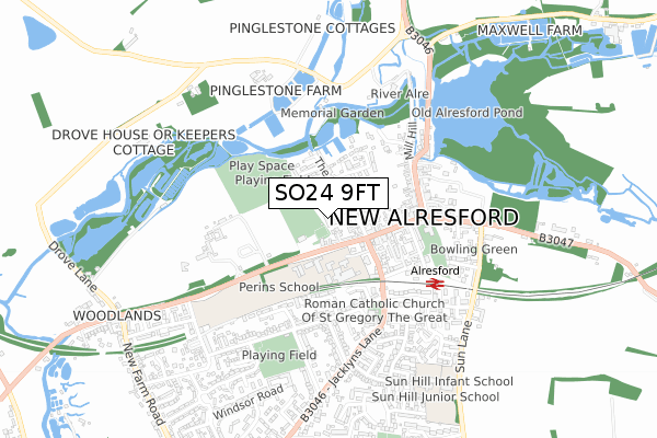 SO24 9FT map - small scale - OS Open Zoomstack (Ordnance Survey)