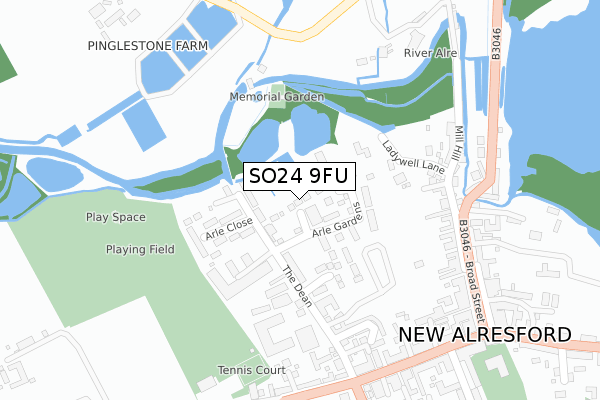 SO24 9FU map - large scale - OS Open Zoomstack (Ordnance Survey)