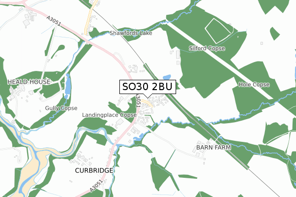 SO30 2BU map - small scale - OS Open Zoomstack (Ordnance Survey)