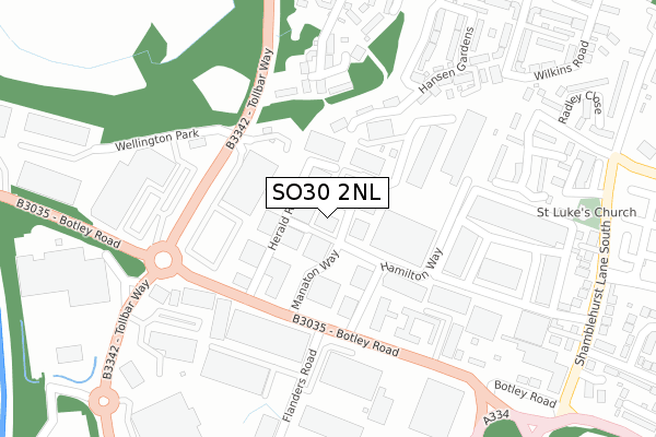 SO30 2NL map - large scale - OS Open Zoomstack (Ordnance Survey)