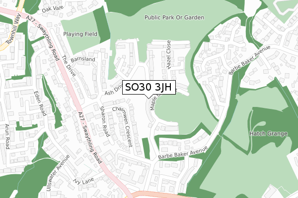 SO30 3JH map - large scale - OS Open Zoomstack (Ordnance Survey)