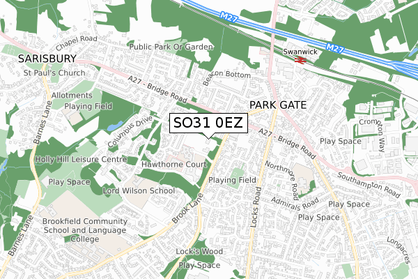 SO31 0EZ map - small scale - OS Open Zoomstack (Ordnance Survey)