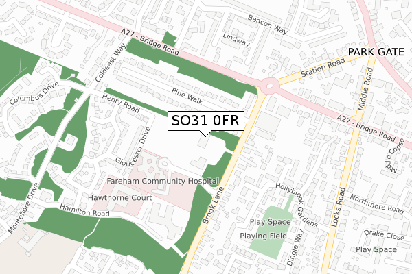 SO31 0FR map - large scale - OS Open Zoomstack (Ordnance Survey)