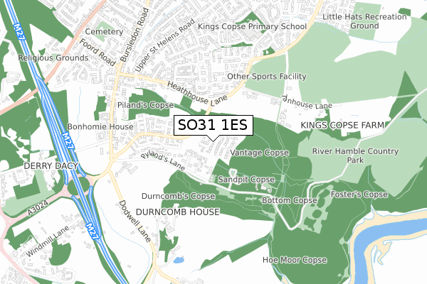 SO31 1ES map - small scale - OS Open Zoomstack (Ordnance Survey)