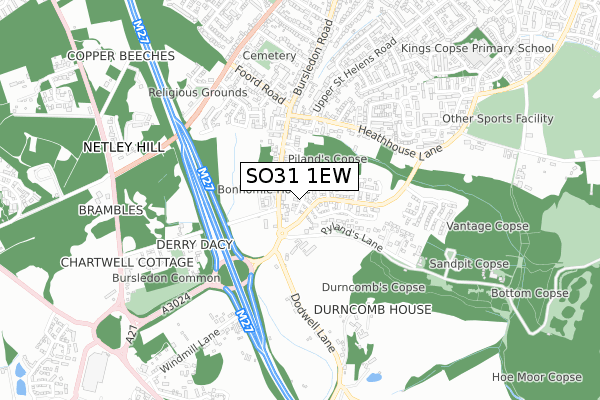 SO31 1EW map - small scale - OS Open Zoomstack (Ordnance Survey)