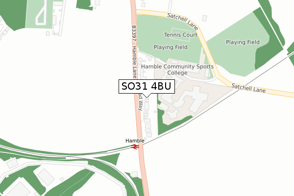 SO31 4BU map - large scale - OS Open Zoomstack (Ordnance Survey)