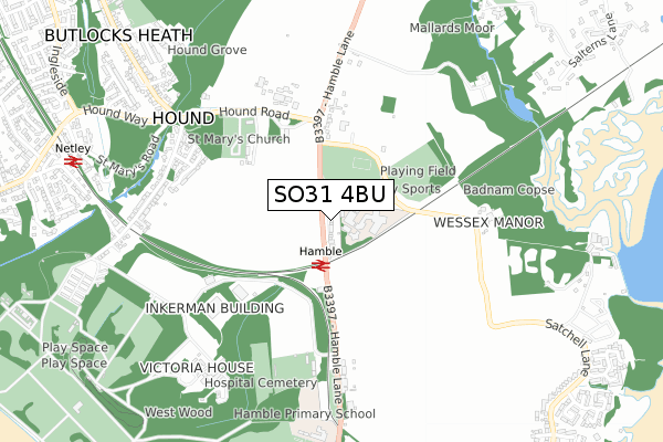 SO31 4BU map - small scale - OS Open Zoomstack (Ordnance Survey)