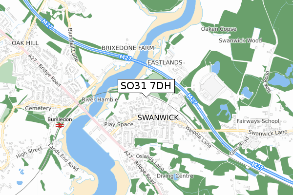 SO31 7DH map - small scale - OS Open Zoomstack (Ordnance Survey)