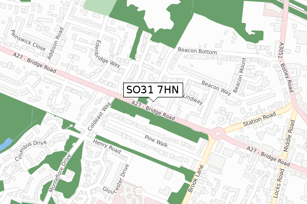 SO31 7HN map - large scale - OS Open Zoomstack (Ordnance Survey)