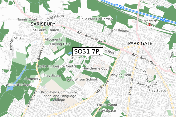 SO31 7PJ map - small scale - OS Open Zoomstack (Ordnance Survey)