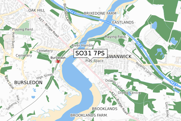 SO31 7PS map - small scale - OS Open Zoomstack (Ordnance Survey)