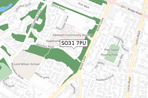 SO31 7PU map - large scale - OS Open Zoomstack (Ordnance Survey)