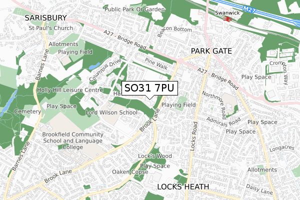 SO31 7PU map - small scale - OS Open Zoomstack (Ordnance Survey)