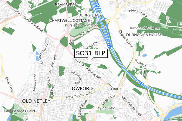 SO31 8LP map - small scale - OS Open Zoomstack (Ordnance Survey)