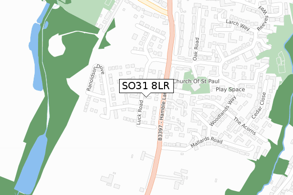 SO31 8LR map - large scale - OS Open Zoomstack (Ordnance Survey)