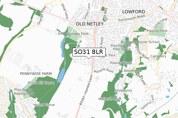 SO31 8LR map - small scale - OS Open Zoomstack (Ordnance Survey)