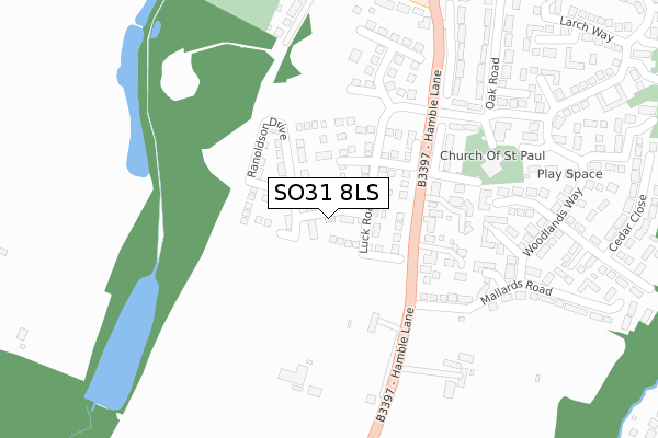 SO31 8LS map - large scale - OS Open Zoomstack (Ordnance Survey)