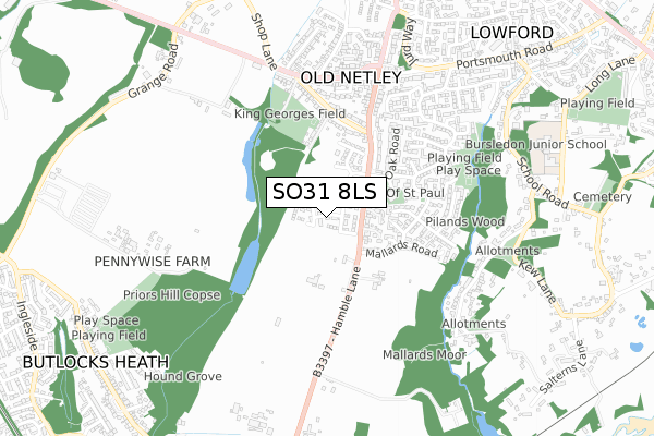 SO31 8LS map - small scale - OS Open Zoomstack (Ordnance Survey)