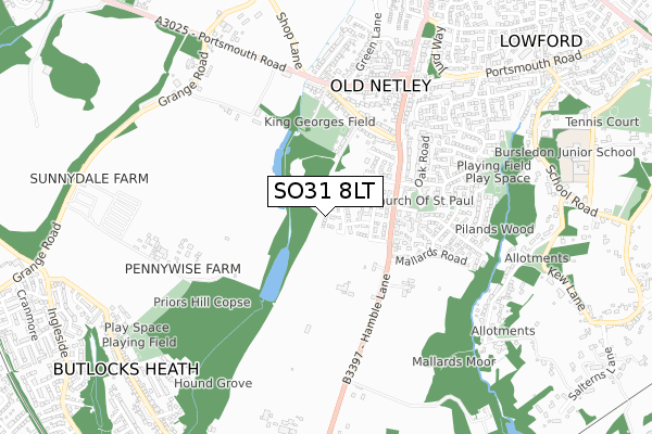 SO31 8LT map - small scale - OS Open Zoomstack (Ordnance Survey)