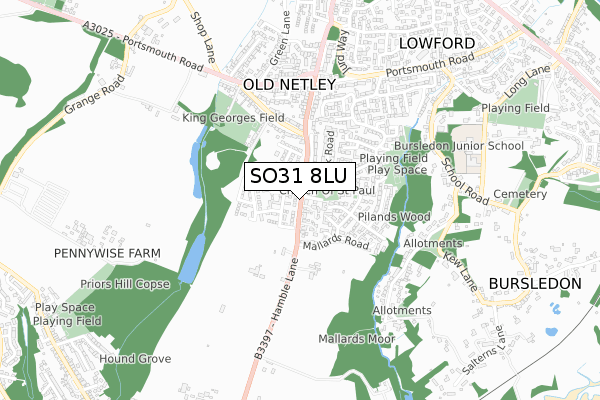 SO31 8LU map - small scale - OS Open Zoomstack (Ordnance Survey)