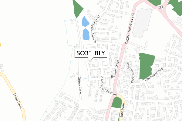 SO31 8LY map - large scale - OS Open Zoomstack (Ordnance Survey)