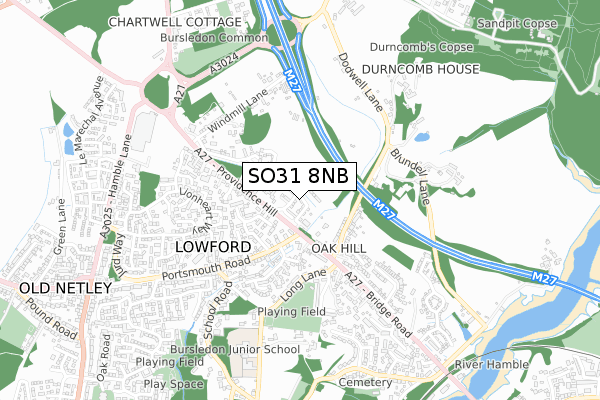 SO31 8NB map - small scale - OS Open Zoomstack (Ordnance Survey)