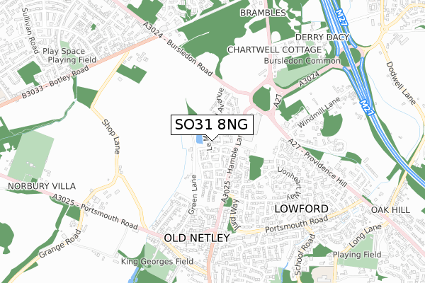 SO31 8NG map - small scale - OS Open Zoomstack (Ordnance Survey)