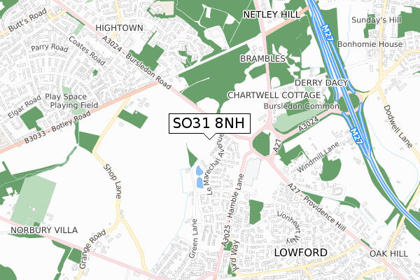 SO31 8NH map - small scale - OS Open Zoomstack (Ordnance Survey)