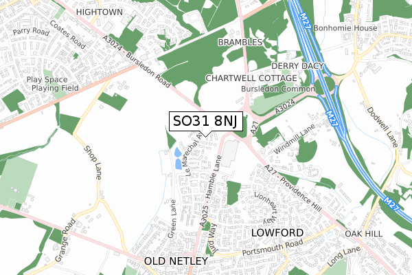 SO31 8NJ map - small scale - OS Open Zoomstack (Ordnance Survey)