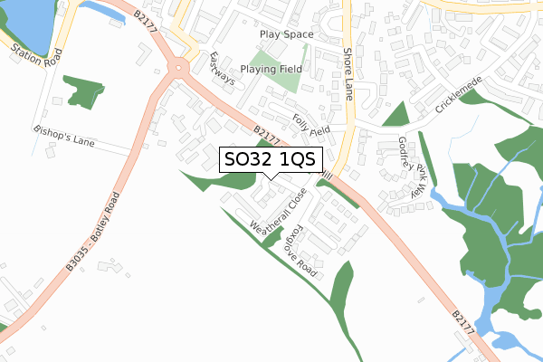 SO32 1QS map - large scale - OS Open Zoomstack (Ordnance Survey)