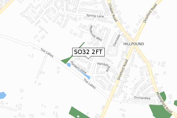 SO32 2FT map - large scale - OS Open Zoomstack (Ordnance Survey)