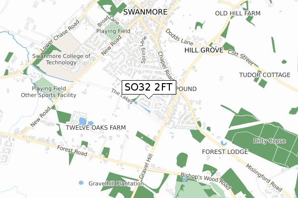 SO32 2FT map - small scale - OS Open Zoomstack (Ordnance Survey)