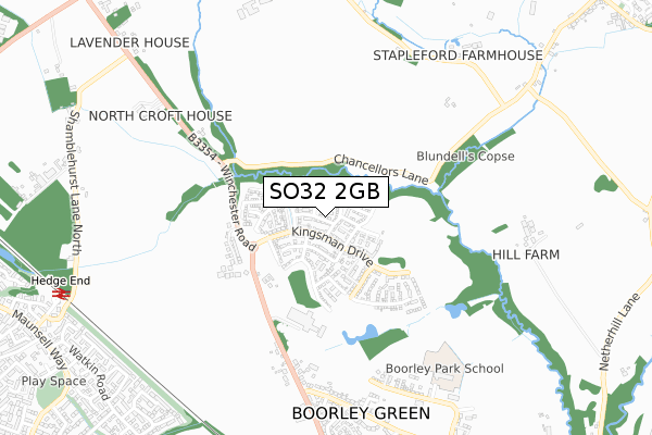 SO32 2GB map - small scale - OS Open Zoomstack (Ordnance Survey)