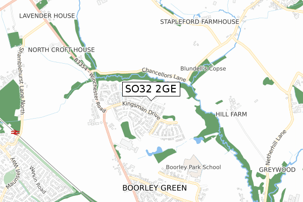 SO32 2GE map - small scale - OS Open Zoomstack (Ordnance Survey)