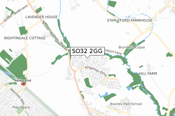 SO32 2GG map - small scale - OS Open Zoomstack (Ordnance Survey)