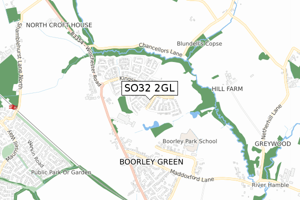 SO32 2GL map - small scale - OS Open Zoomstack (Ordnance Survey)