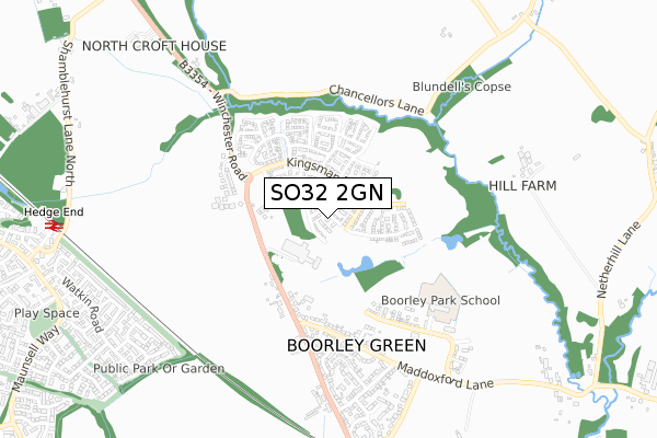 SO32 2GN map - small scale - OS Open Zoomstack (Ordnance Survey)