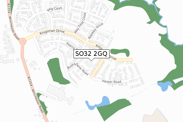 SO32 2GQ map - large scale - OS Open Zoomstack (Ordnance Survey)