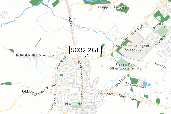 SO32 2GT map - small scale - OS Open Zoomstack (Ordnance Survey)