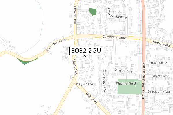 SO32 2GU map - large scale - OS Open Zoomstack (Ordnance Survey)