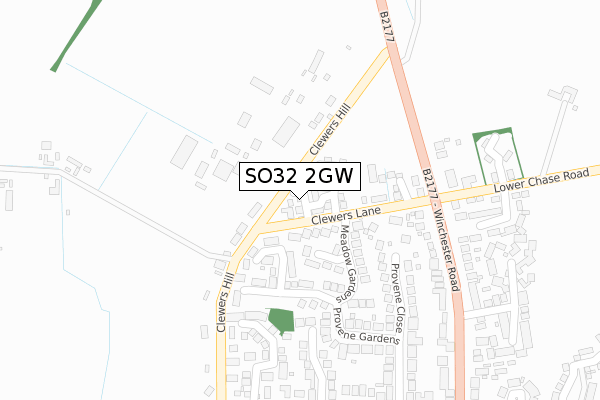 SO32 2GW map - large scale - OS Open Zoomstack (Ordnance Survey)