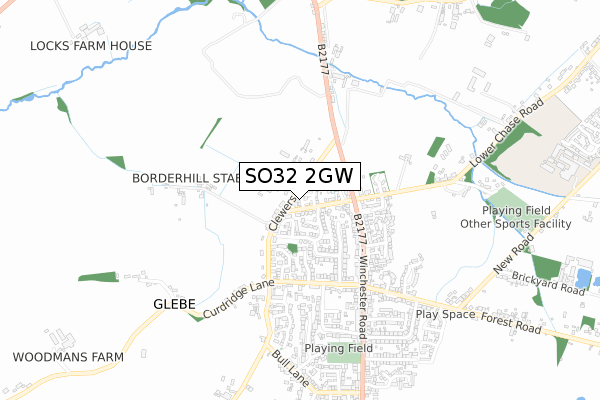 SO32 2GW map - small scale - OS Open Zoomstack (Ordnance Survey)