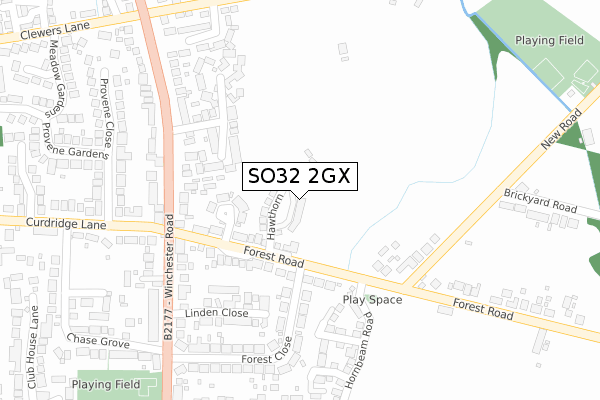 SO32 2GX map - large scale - OS Open Zoomstack (Ordnance Survey)