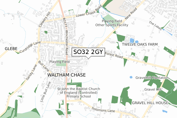 SO32 2GY map - small scale - OS Open Zoomstack (Ordnance Survey)