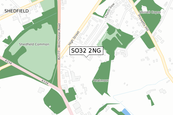 SO32 2NG map - large scale - OS Open Zoomstack (Ordnance Survey)