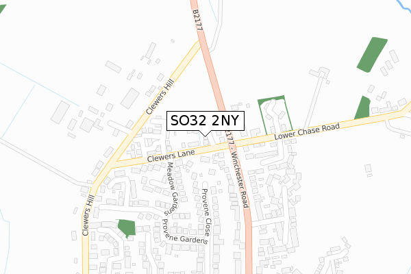 SO32 2NY map - large scale - OS Open Zoomstack (Ordnance Survey)