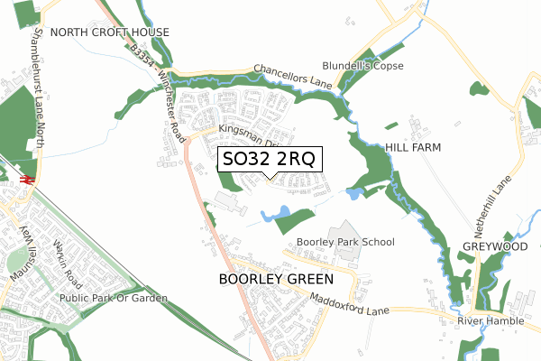 SO32 2RQ map - small scale - OS Open Zoomstack (Ordnance Survey)