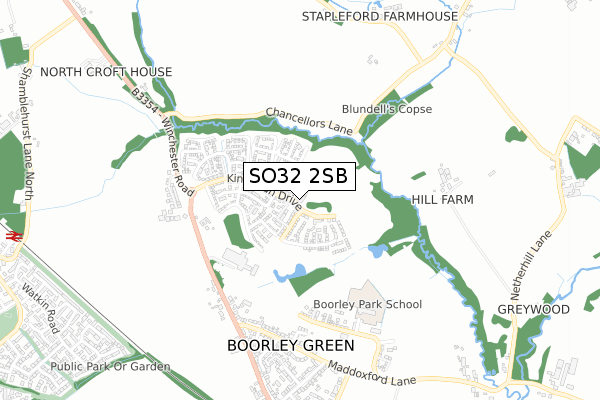 SO32 2SB map - small scale - OS Open Zoomstack (Ordnance Survey)