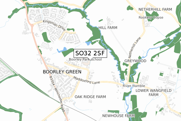 SO32 2SF map - small scale - OS Open Zoomstack (Ordnance Survey)